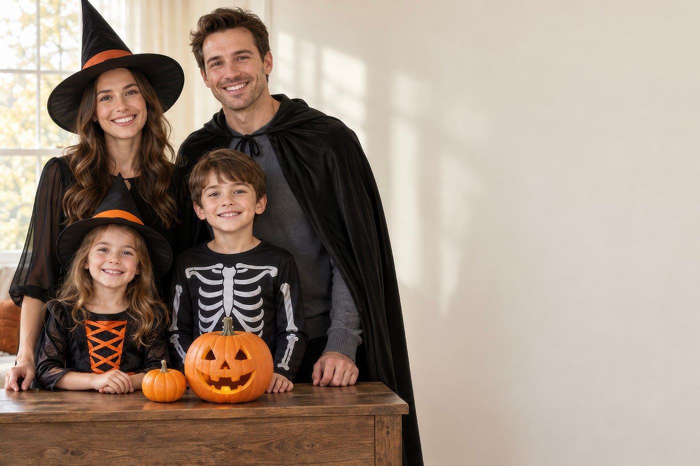 Family with halloween customs